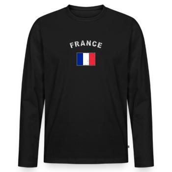 France drapeau français Drapeau - T-shirt manches longues Premium bio Homme - noir - Devant - Nico (187cm)