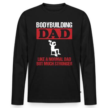 Musculation Papa Musculation Hommes Cadeau - T-shirt manches longues Premium bio Homme - noir - Devant - Nico (187cm)