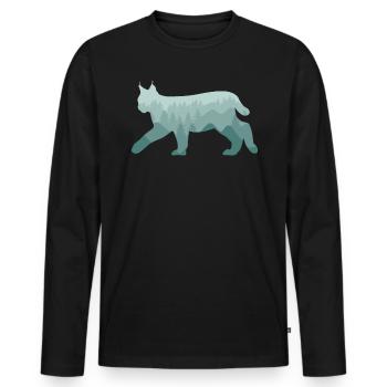 Luchs Rotluchs Wald Natur Landschaft Geschenk - Männer Premium Bio Langarmshirt - Schwarz - Vorne - Nico (187cm)