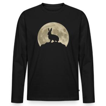 Rabbit Moon Forest Animals Animal Lover Gift - Men's Premium Organic Long Sleeve Shirt - black - Front - Nico (187cm)