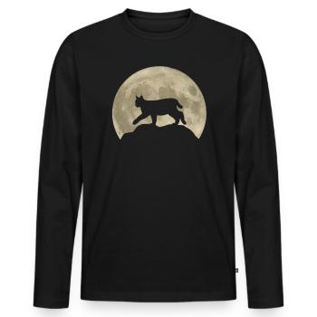 Luchs Mond Waldtiere Tierliebhaber Geschenk - Männer Premium Bio Langarmshirt - Schwarz - Vorne - Nico (187cm)