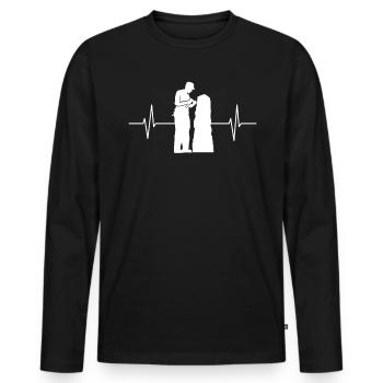 Stonemason ECG Line Artisan Profession Cadeau - T-shirt manches longues Premium bio Homme - noir - Devant - Nico (187cm)