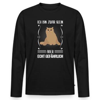 Katze Klein Aber Gefährlich Cooler Spruch Geschenk - Männer Premium Bio Langarmshirt - Schwarz - Vorne - Nico (187cm)