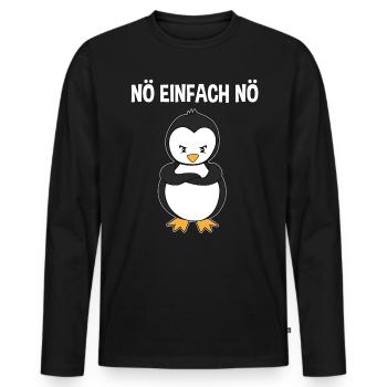 Pinguin Nö Einfach Nö Lustiger Spruch Geschenk - Männer Premium Bio Langarmshirt - Schwarz - Vorne - Nico (187cm)