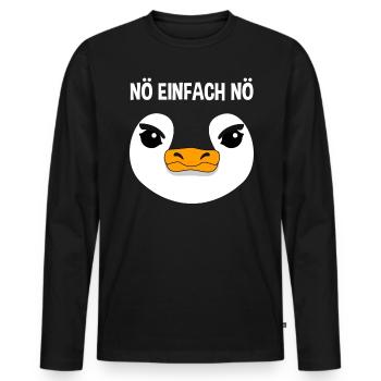 Pinguin Nö Einfach Nö Lustiger Spruch Geschenk - Männer Premium Bio Langarmshirt - Schwarz - Vorne - Nico (187cm)