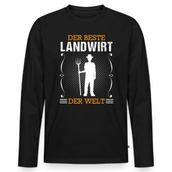 Landwirt Bauer Beruf Landwirtschaft Geschenk - Männer Premium Bio Langarmshirt - Schwarz - Vorne - Nico (187cm)