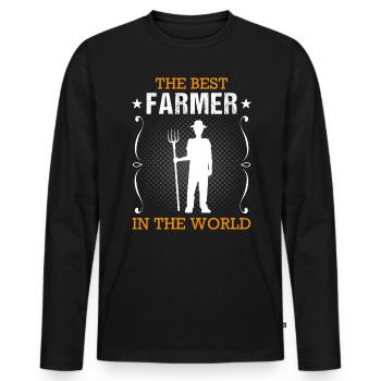 Landwirt Bauer Beruf Landwirtschaft Geschenk - Männer Premium Bio Langarmshirt - Schwarz - Vorne - Nico (187cm)