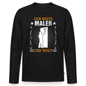 Maler Beruf Ausbildung Lackierer Geschenk - Männer Premium Bio Langarmshirt - Schwarz - Vorne - Nico (187cm)