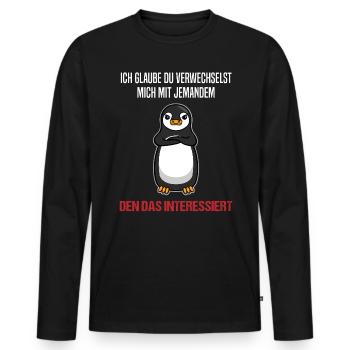 Pinguin Sarkastischer Spruch Lustiges Geschenk - Männer Premium Bio Langarmshirt - Schwarz - Vorne - Nico (187cm)