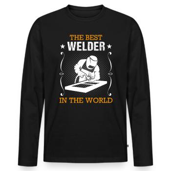 Welder Profession Welding Machine Craftsman Gift - Men's Premium Organic Long Sleeve Shirt - black - Front - Nico (187cm)