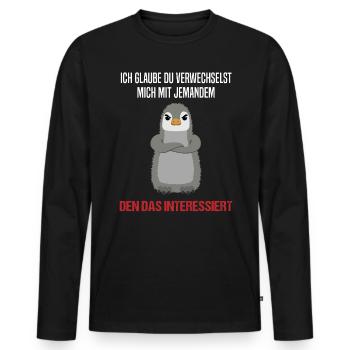 Pinguin Sarkastischer Spruch Lustiges Geschenk - Männer Premium Bio Langarmshirt - Schwarz - Vorne - Nico (187cm)