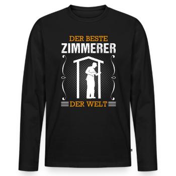 Zimmermann Beruf Zimmerer Handwerker Geschenk - Männer Premium Bio Langarmshirt - Schwarz - Vorne - Nico (187cm)