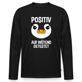 Wütender Pinguin Lustiger Spruch Geschenk - Männer Premium Bio Langarmshirt - Schwarz - Vorne - Nico (187cm)