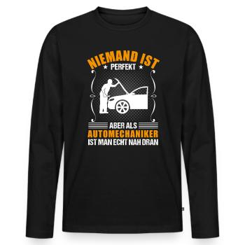 Automechaniker Beruf Lustiger Spruch Geschenk - Männer Premium Bio Langarmshirt - Schwarz - Vorne - Nico (187cm)