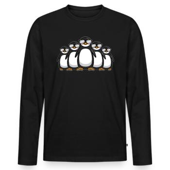 Drôle de pingouin gang avec lunettes de soleil cadeau - T-shirt manches longues Premium bio Homme - noir - Devant - Nico (187cm)