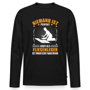 Fliesenleger Lustiger Spruch Handwerker Geschenk - Männer Premium Bio Langarmshirt - Schwarz - Vorne - Nico (187cm)