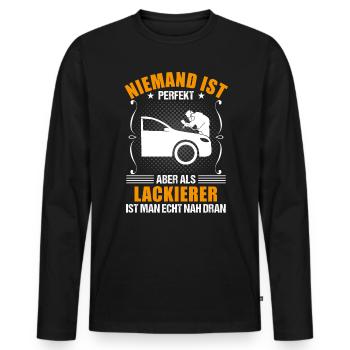 Fahrzeuglackierer Spruch Lackierer Geschenk - Männer Premium Bio Langarmshirt - Schwarz - Vorne - Nico (187cm)