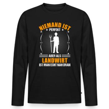 Landwirt Bauer Lustiger Spruch Geschenk - Männer Premium Bio Langarmshirt - Schwarz - Vorne - Nico (187cm)