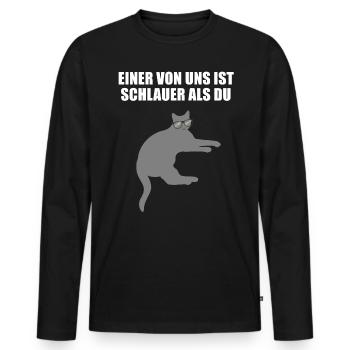 Freche Schlaue Nerd Katze Lustiger Spruch Geschenk - Männer Premium Bio Langarmshirt - Schwarz - Vorne - Nico (187cm)