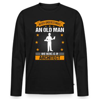 Architect Old Man Saying Men's Gift - Men's Premium Organic Long Sleeve Shirt - black - Front - Nico (187cm)