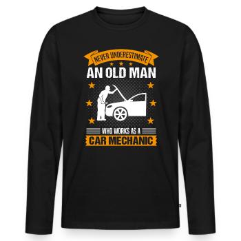 Automechaniker Alter Mann Spruch Herren Geschenk - Männer Premium Bio Langarmshirt - Schwarz - Vorne - Nico (187cm)
