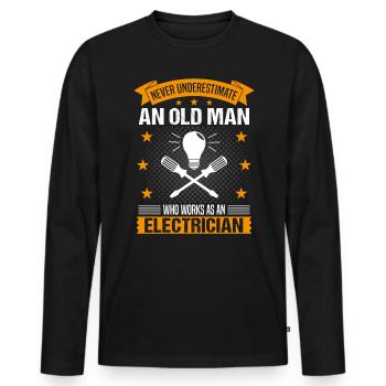 Elektriker Alter Mann Spruch Herren Geschenk - Männer Premium Bio Langarmshirt - Schwarz - Vorne - Nico (187cm)