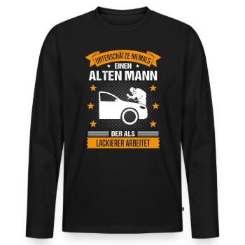 Lackierer Alter Mann Spruch Herren Geschenk - Männer Premium Bio Langarmshirt - Schwarz - Vorne - Nico (187cm)