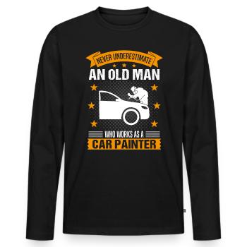 Painter Old Man Saying Men's Gift - Men's Premium Organic Long Sleeve Shirt - black - Front - Nico (187cm)
