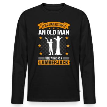 Citation du vieil homme bûcheron Cadeau des hommes - T-shirt manches longues Premium bio Homme - noir - Devant - Nico (187cm)