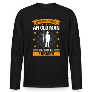 Farmer Farmer Old Man Saying Men's Gift - Men's Premium Organic Long Sleeve Shirt - black - Front - Nico (187cm)
