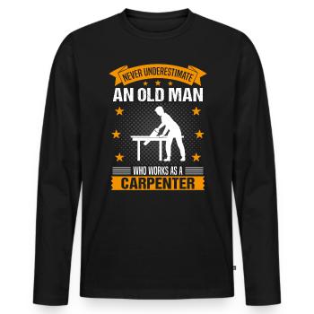 Le vieil homme charpentier dit le cadeau des hommes - T-shirt manches longues Premium bio Homme - noir - Devant - Nico (187cm)