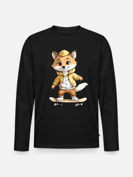 Fox Rides Skateboard Skater - Men's Premium Organic Long Sleeve Shirt - black