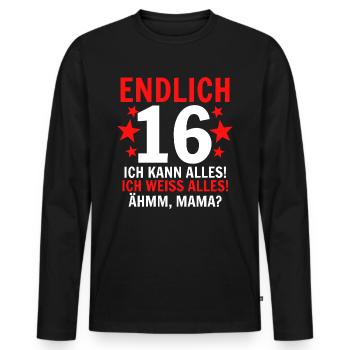 16 Geburtstag - Männer Premium Bio Langarmshirt - Schwarz - Vorne - Nico (187cm)