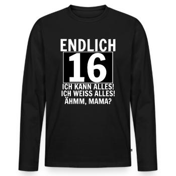 16e anniversaire - T-shirt manches longues Premium bio Homme - noir - Devant - Nico (187cm)
