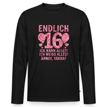 16e anniversaire - T-shirt manches longues Premium bio Homme - noir - Devant - Nico (187cm)