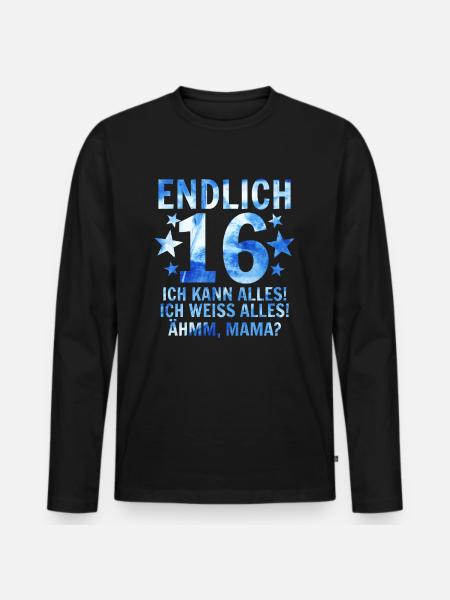 16 Anniversaire - T-shirt manches longues Premium bio Homme - noir