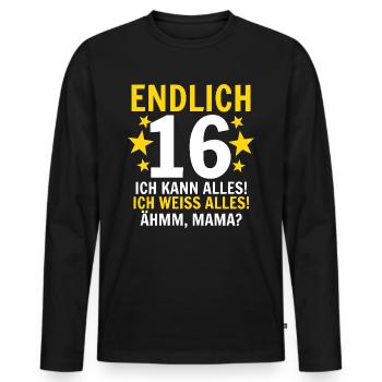 16e anniversaire - T-shirt manches longues Premium bio Homme - noir - Devant - Nico (187cm)