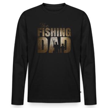 Pêcher Papa - Pêche avec le fils - T-shirt manches longues Premium bio Homme - noir - Devant - Nico (187cm)