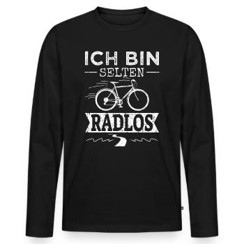 Selten Radlos Fahrrad Fahrradfahrer - Männer Premium Bio Langarmshirt - Schwarz - Vorne - Nico (187cm)