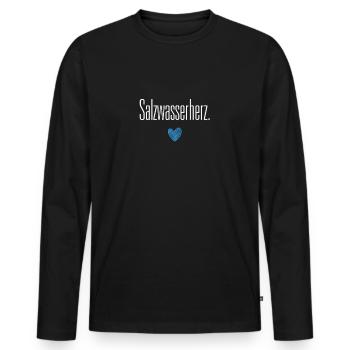 Salzwasserherz Salzwasser Meer Atlantik Ozean - Männer Premium Bio Langarmshirt - Schwarz - Vorne - Nico (187cm)