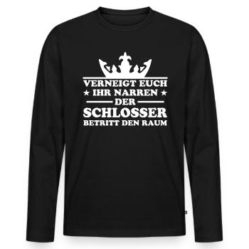 Schlosser Beruf Lustiger Spruch Schloss Geschenk - Männer Premium Bio Langarmshirt - Schwarz - Vorne - Nico (187cm)