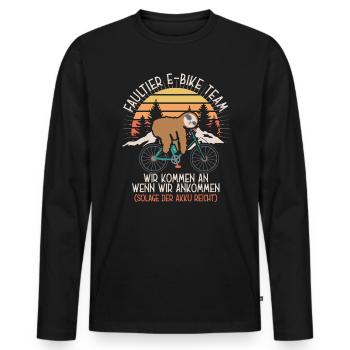 Sloth E-Bike Team Bicycle Pedelec Saying Funny - Men's Premium Organic Long Sleeve Shirt - black - Front - Nico (187cm)