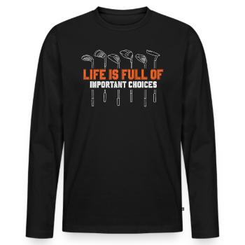 Golf Golfschläger - Männer Premium Bio Langarmshirt - Schwarz - Vorne - Nico (187cm)