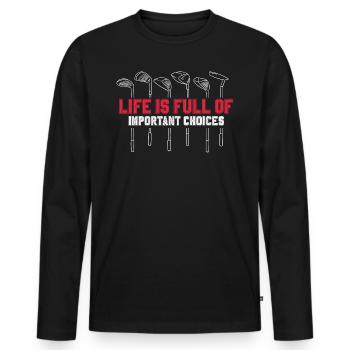 Golf Golfschläger - Männer Premium Bio Langarmshirt - Schwarz - Vorne - Nico (187cm)