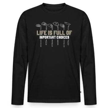 Golf Golfschläger - Männer Premium Bio Langarmshirt - Schwarz - Vorne - Nico (187cm)