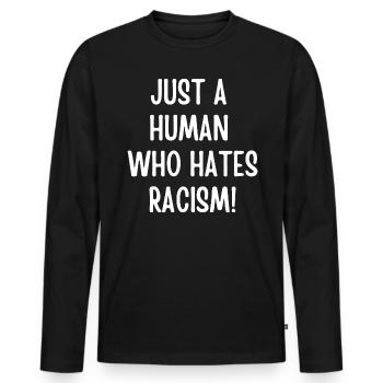 Fck Nzs Gegen Rassismus Geschenk - Männer Premium Bio Langarmshirt - Schwarz - Vorne - Nico (187cm)