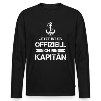 Bootsführerschein Kapitän Motorboot Boot Geschenk - Männer Premium Bio Langarmshirt - Schwarz - Vorne - Nico (187cm)