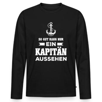 Kapitän Segeln Segelboot Schiff Motorboot Geschenk - Männer Premium Bio Langarmshirt - Schwarz - Vorne - Nico (187cm)