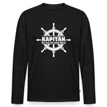 Kapitän Bootsschein Boot Schiff Segeln Geschenk - Männer Premium Bio Langarmshirt - Schwarz - Vorne - Nico (187cm)