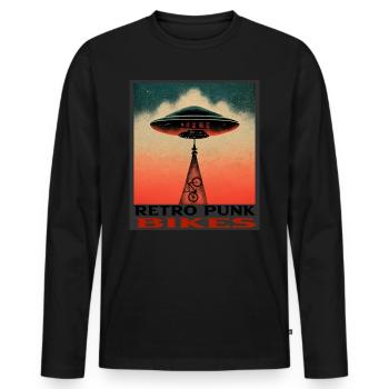 UFO-Fahrrad - Männer Premium Bio Langarmshirt - Schwarz - Vorne - Nico (187cm)